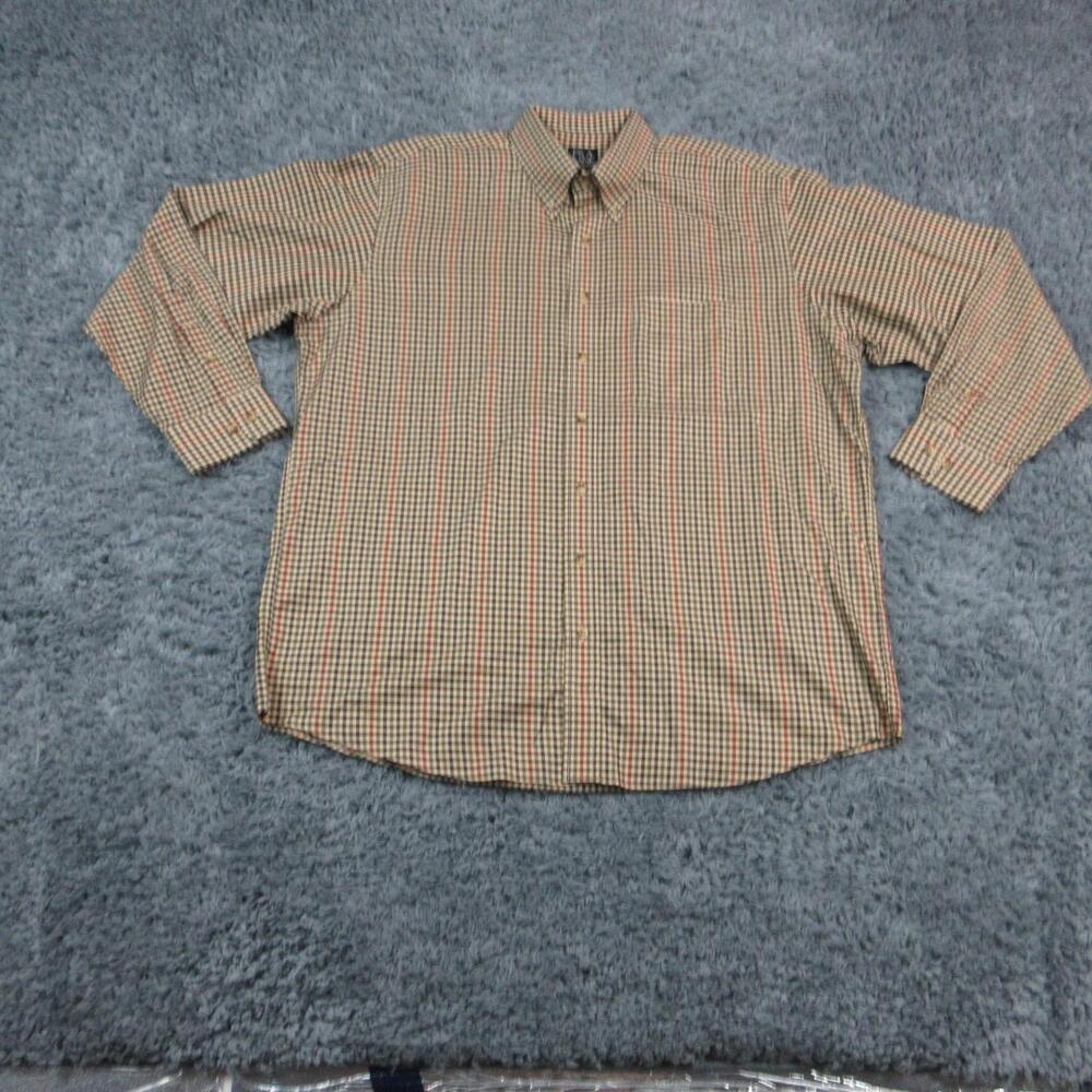Jos. A. Bank Shirt Mens XL Beige Check Long Sleeve Button Up Travelers
